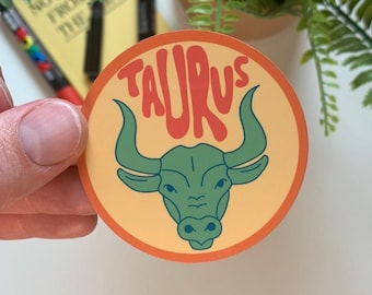 Taurus Zodiac Vinyl Sticker: Bull Astrology Gift