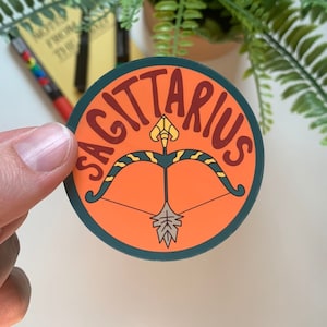 Sagittarius Sticker Waterproof | Zodiac Sticker | Horoscope Sticker | Zodiac Gift | Horoscope Gift | Bow Sticker | Zodiac Sign Gift