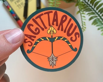 Sagittarius Zodiac Sticker: Waterproof Matte Vinyl Bow Sticker