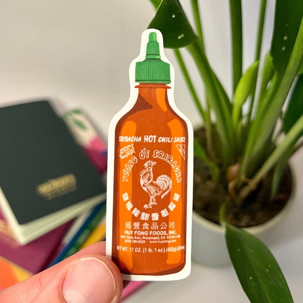 Sriracha Hot Sauce Sticker Waterproof | Waterproof Sriracha Sticker | Asian Food Sticker | Asian Chili Sauce Sticker | Foodie Sticker