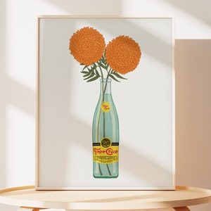 Topo Chico Botanical Art Print | Topo Chico Art Print | College Apartment Decor | Botanical Art Print | Texas Artwork | Dorm Room Poster