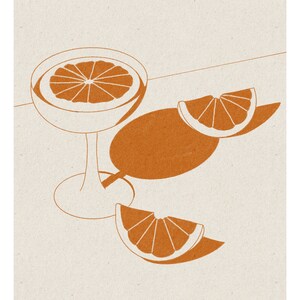 Impression d'art Agrumes Martini : Illustration de cocktail monochrome image 5