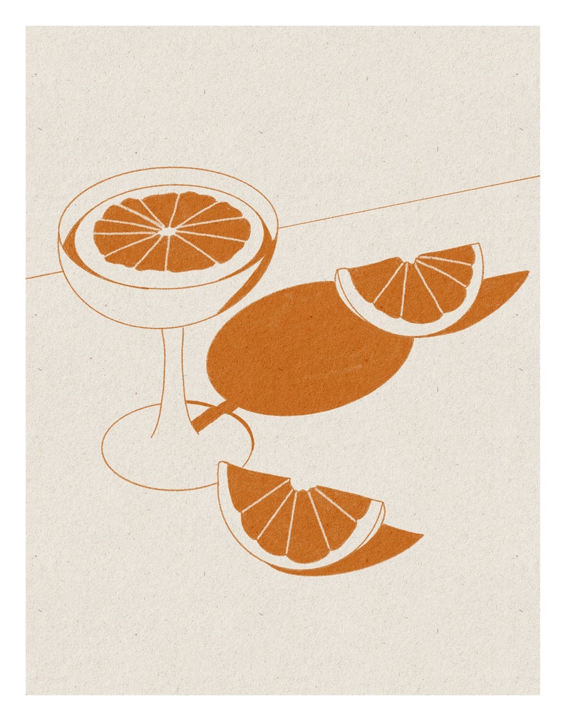 Impression d'art Agrumes Martini : Illustration de cocktail monochrome image 5
