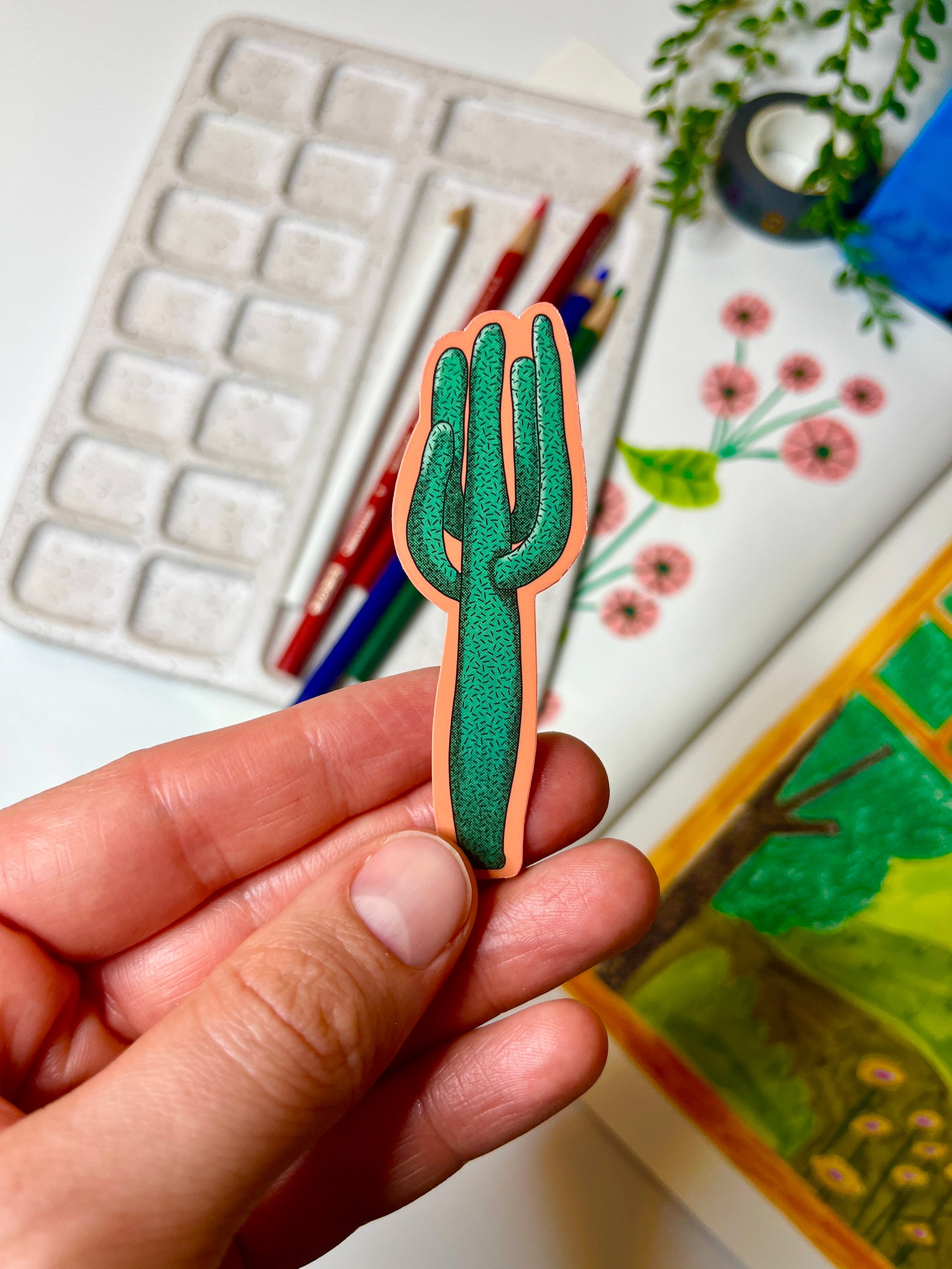 Saguaro Cactus Sticker Waterproof | Waterproof Cactus Sticker | Waterproof Desert Sticker | Vinyl Sticker Desert Cactus Waterproof
