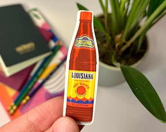 Louisiana Hot Sauce Sticker: Waterproof Foodie Decal