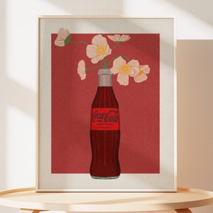 Coke Zero Art Print | Botanical Coke Zero Artwork | Quirky Wall Art | Coke Zero Fan| Colorful Artwork For Dorm | College Apartment Decor