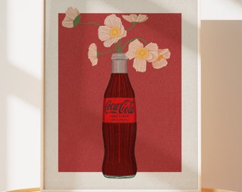 Cola Zero Kunstdruck | Coke Zero Kunstwerk | Schrulle Wandkunst | Cola Zero Fan| Bunte Kunstwerk für Wohnheim | College Dekor