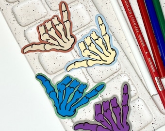 Skeleton Shaka Sticker: Waterproof Vinyl Decal