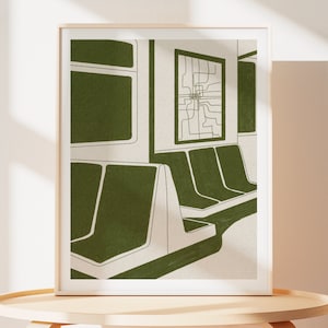 Stampa artistica della metropolitana di New York / Stampa artistica del treno L di Chicago / Stampa artistica della metropolitana di Parigi / Illustrazione del treno della metropolitana / Opera d'arte di Manhattan / Arte moderna