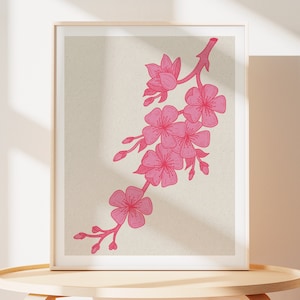 Cherry Blossom Art Print | Sakura Blossom Wall Art | Cherry Blossom and Sakura Art | Cute Floral Art | Floral Art Gift for Flower Lovers |