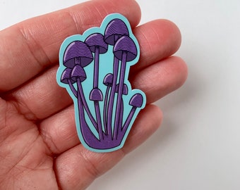 Purple Mushroom Sticker: Weatherproof Psychedelic Nature Art