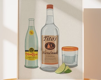 Impression d'art Vodka Soda : Tito's, Topo Chico et Limes