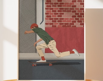 Skateboarder Art Print: Archival Quality Dorm Decor