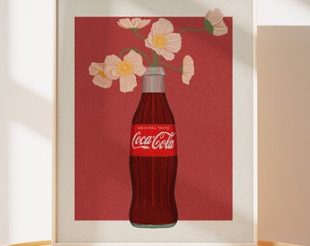 Coca-Cola Botanical Art Print: Quirky Coke Bottle Flower Vase