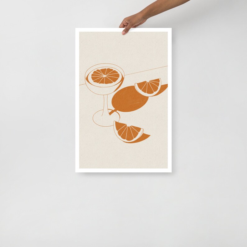 Citrus Martini Illustration Art Print | Cocktail Art Print with Orange Wedges | Citrus Themed Illustration | Apartment Decor | Bar Cart Art