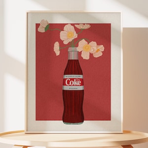 Diet Coke Artwork | Botanical Diet Coke Home Decor | Quirky Floral Wall Art | Diet Coke Girl Gift | Whimsical Art | College Apartment Decor