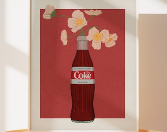 Diet Coke Artwork | Botanical Diet Coke Home Decor | Quirky Floral Wall Art | Diet Coke Girl Gift | Whimsical Art | College Apartment Decor