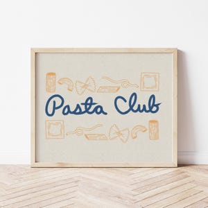 Pasta Club Print | Bowtie Pasta, Ravioli, Rigatoni, Spaghetti Art print | Hand Drawn Kitchen Art | Gift for Foodie | Pasta Illustration