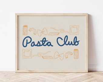 Pasta Club Art Print: Whimsical Kitchen Wall Decor