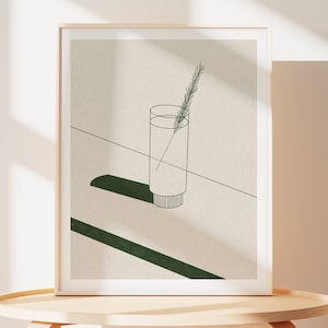 Monochromatic Cocktail Art Print | Bar Cart Wall Decor | Cocktail Wall Art | Art Print for Bar, Kitchen, Living room | Monochrome Green Art