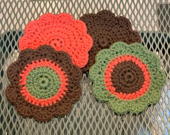 Scalloped Crochet Coasters- Set of Four
