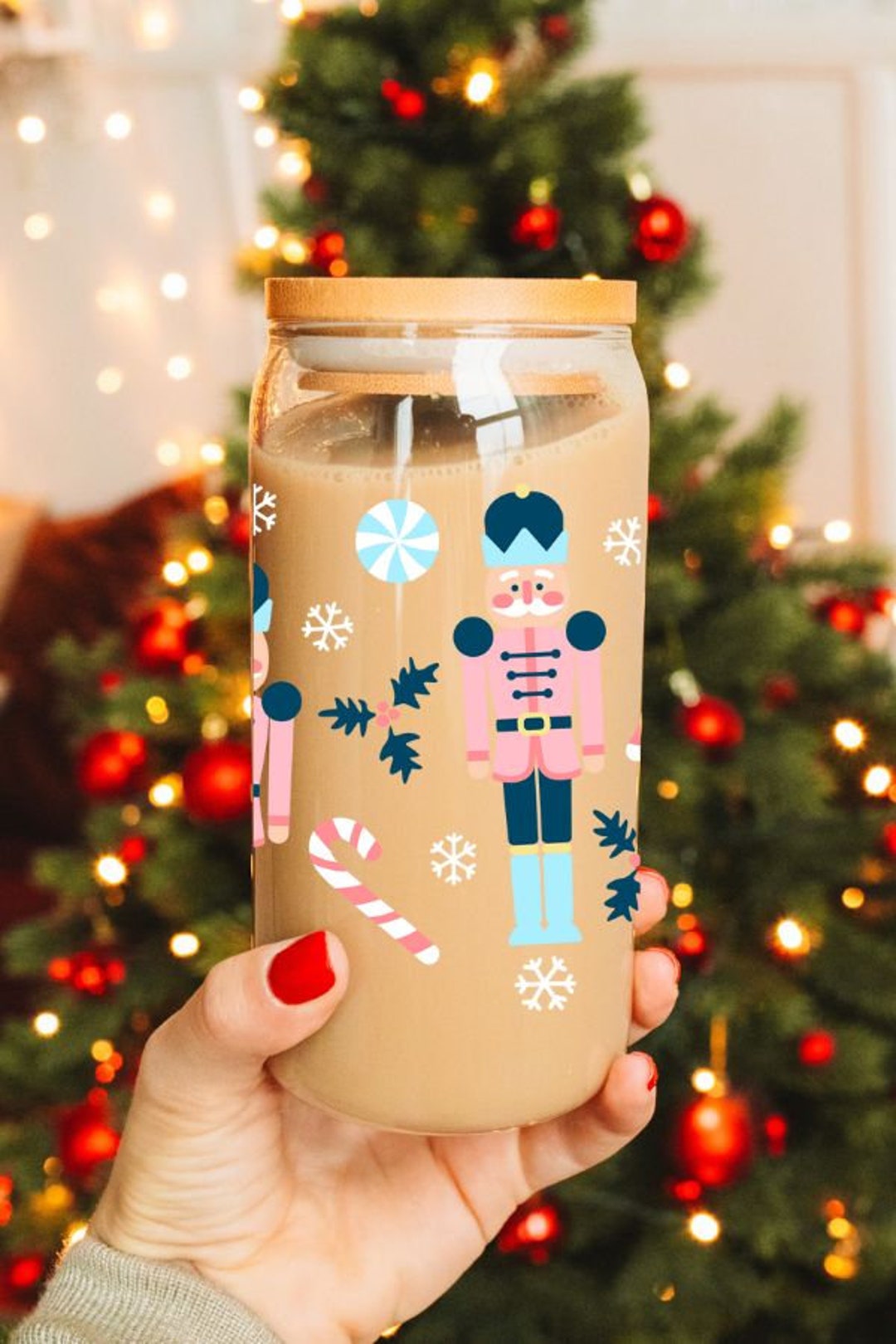 Christmas Nutcracker Cup/christmas Glass Cup/ Holiday Glass Etsy