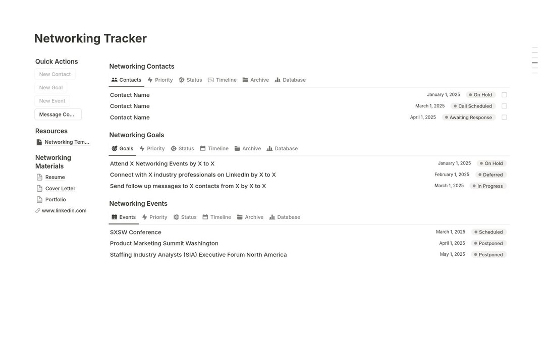 Networking Track Professional Networking Tracker - Etsy