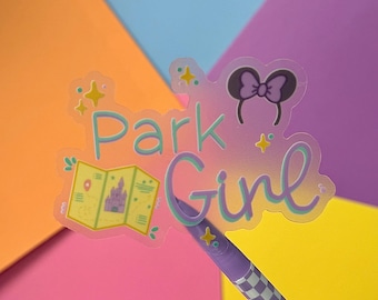 Park Girl Sticker | Minnie Ears, Pastel Map, Waterproof Vinyl