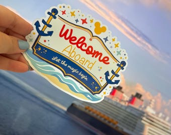 Door Magnet: Disney Cruise Inspired Welcome Aboard | Cruise Cabin Door Decor | Magnetic Cruise Door Sign | Family Cruise vacation Magnet