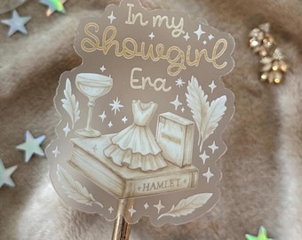 Showgirl Era Clear Vinyl Sticker – Laptop, Journal, Water Bottle