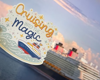 Door Magnet: Disney Cruise Inspired Cruising into magic | Cruise Cabin Door Decor | Magnetic Cruise Door Sign | Family Cruise vacation