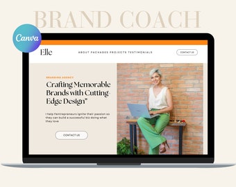 Canva website template for branding coaches, virtual assistants, social media managers, marketing agency. Canva website template business.