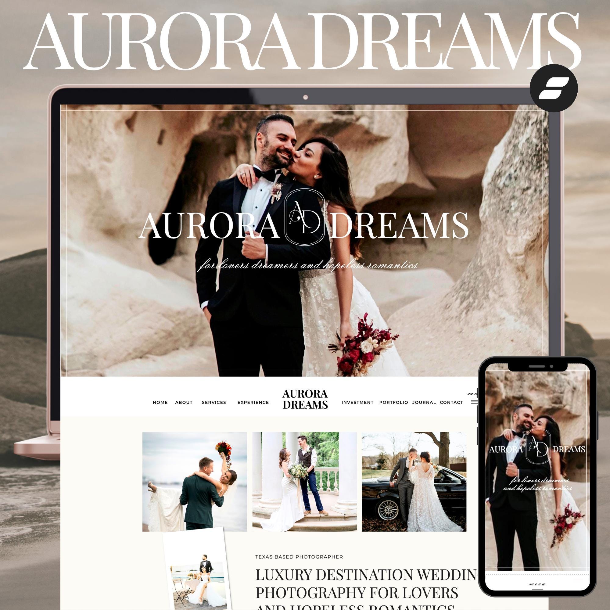 Aurora Dreams | Showit website template for photographer, Modern Showit Website, Showit website design, Photography Website Template
