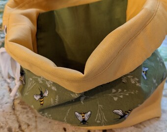 Drawstring Project bag Medium project bag Flying Bees Drawstring bag