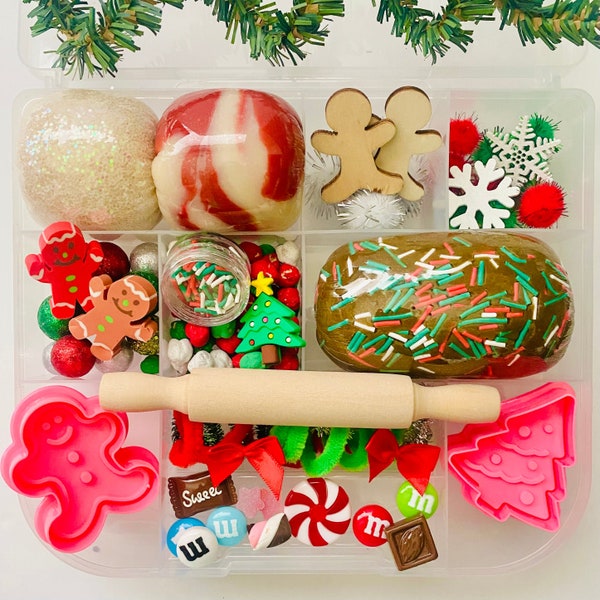 Christmas Cookie Playdough Kit, Sensory bin, Playdoh kit, Play dough kit, Playdough kit, Sensory box, Christmas kids kit, Sensory Play
