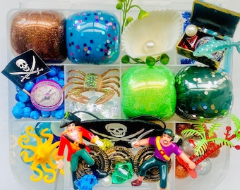 Pirate Playdough Kit, Sensory kit, Sensory bin, Playdoh kit, Play dough kit, Playdough kit, Sensory box, Pirate sensory bin, Busy Box