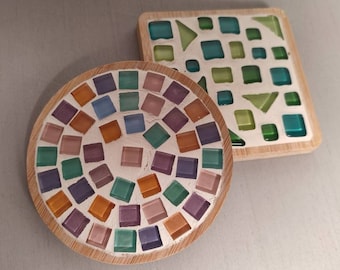 Paquete doble de mosaicos: haz tu propio posavasos. Kit de manualidades DIY.