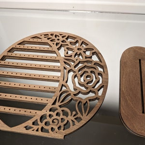 Laser Cut Wooden Earring Display Stand: Rose Design, Stud & Drop Storage image 8