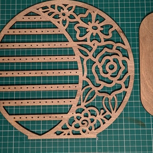 Laser Cut Wooden Earring Display Stand: Rose Design, Stud & Drop Storage image 9