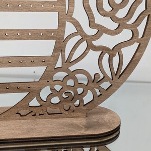 Laser Cut Wooden Earring Display Stand: Rose Design, Stud & Drop Storage image 2
