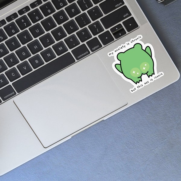 Funny frog mental health vinyl sticker, cute toad white or transparent stickers for kindle, macbook keyboard, mirror, self-care stickers