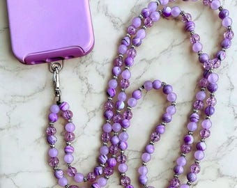 Custom beaded crossbody lanyard with breakaway clasp, custom phone strap, special ed teacher ID badge holder, walkie talkie leash