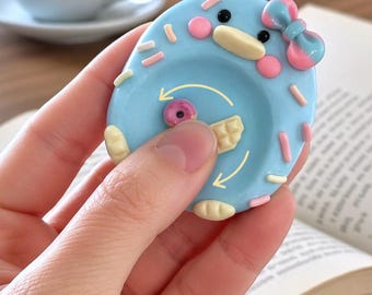 Kawaii clay worry stone keychain, handmade polymer pebble quiet fidget, cute pocket hug keepsake, book bag charm
