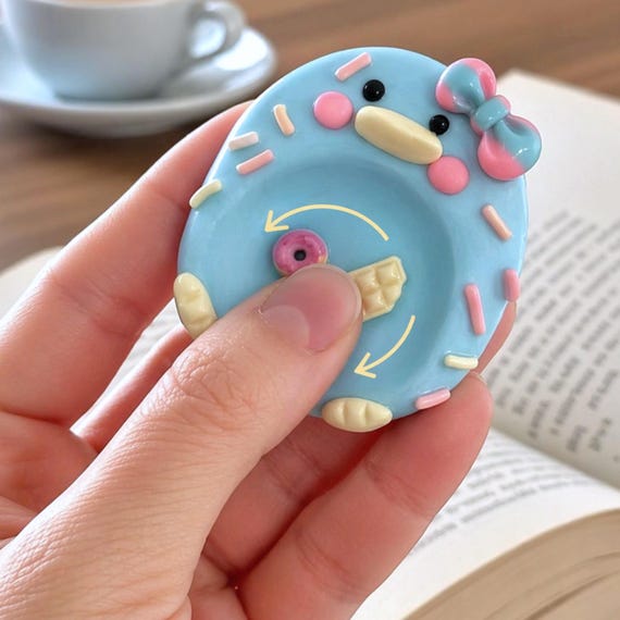 Kawaii clay worry stone keychain, handmade polymer pebble quiet fidget, cute pocket hug keepsake, book bag charm
