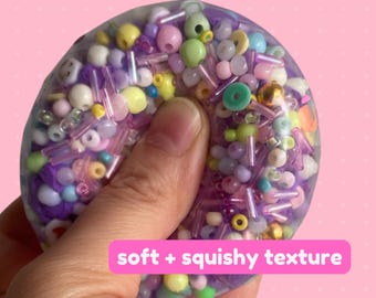 Quiet pocket fidget ball, soft crunchy squishy ASMR bead toy, tactile sensory stress ball for desk, travel, office