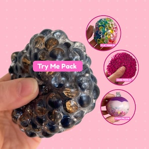 Mini fidget set, crunchy, silent sensory sampler balls, portable asmr stress toys bundle, mini desk fidgets, squishy focus gift box