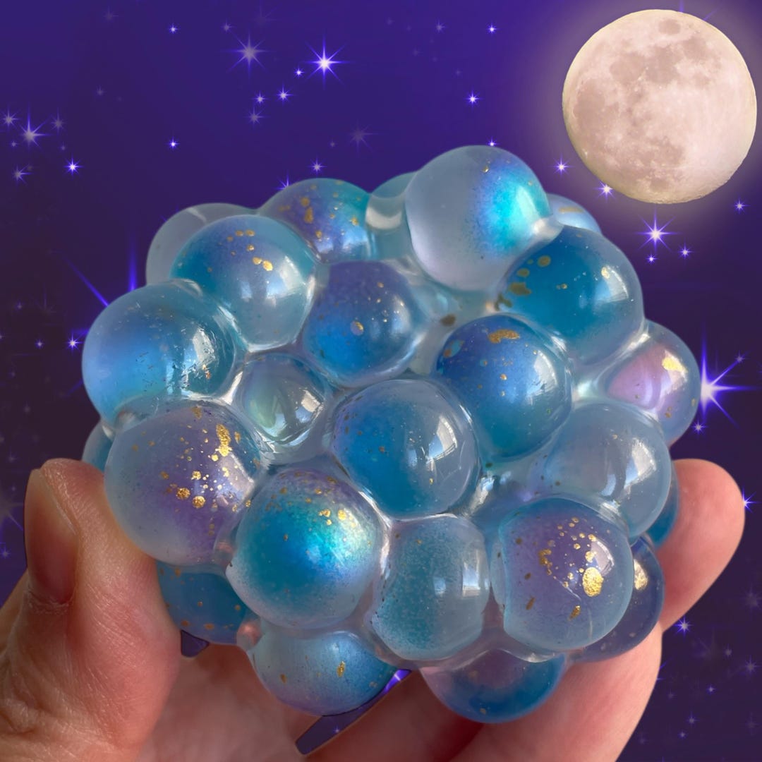 Celestial vacuum clear sensory fidget ball, custom crunchy marbles for ASMR, handmade fun toy, shapeable tactile gift, stress gift