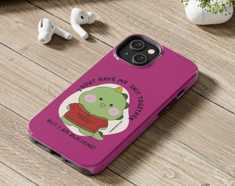 Trendy kawaii phone case, custom cell phone case for mental health and daily positive affirmation, emotional support gift