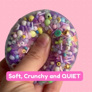 Quiet pocket fidget ball, soft crunchy squishy ASMR bead toy, tactile sensory stress ball for desk, travel, office