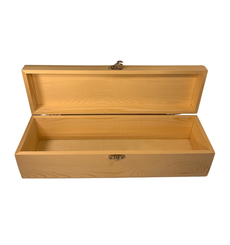 Long Wooden Storage Box Unfinished Wooden Box Keepsake Box Etsy